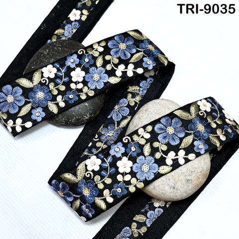 9 Yard Indian Embroidery Fabric 5cm Trim Embellishments DIY Crafting Sewing Saree Indian Sari Border Embroidered Ribbons Decorative Tapes