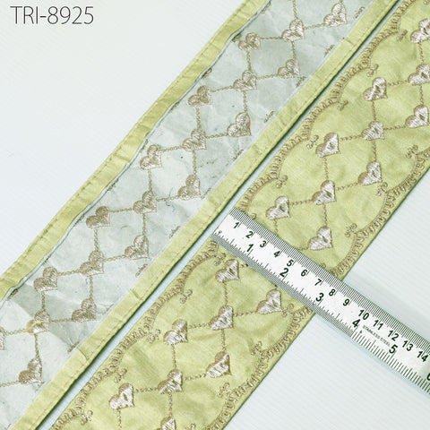 9 Yard Green Embroidery Ribbons 8cm Trims Embroidered Border Sewing Medieval Theatrical Costumes Crafting Christmas Holidays Ornaments