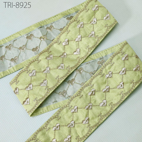 9 Yard Green Embroidery Ribbons 8cm Trims Embroidered Border Sewing Medieval Theatrical Costumes Crafting Christmas Holidays Ornaments