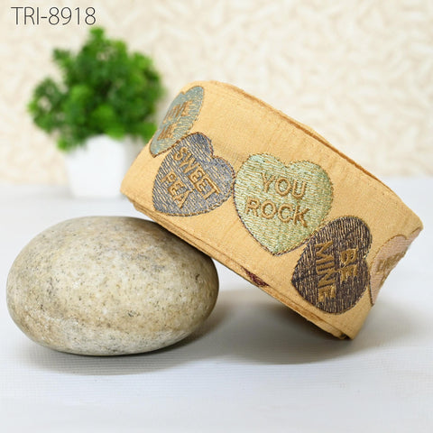 9 Yard Cream Embroidery 5cm Ribbon Indian Sari Border Embroidered Crafting Sewing Costumes, Dog Collar Tote Bags, Lampshades, Holidays Decor