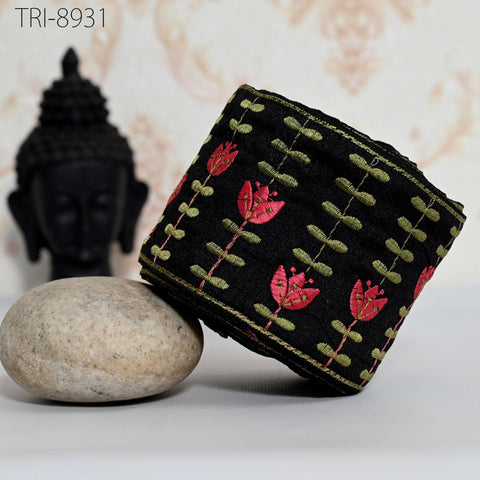 9 Yard Black Embroidery Ribbon Trims 9cm Embellishment Embroidered Saree Border Costumes Crafting Sewing Beach Bag Tote Pouche Home décor