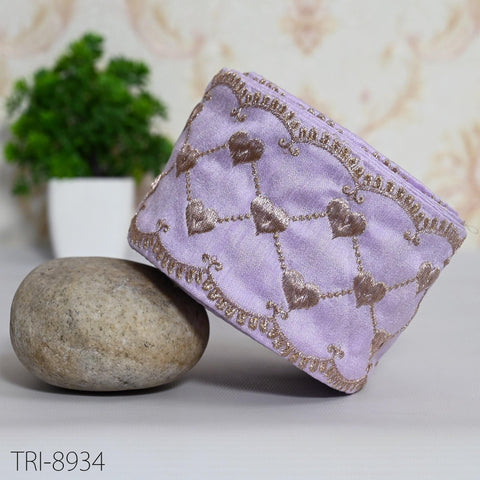 9 Yard Lavender Embroidery Ribbons 8cm Trims Embroidered Border Sewing Medieval Theatrical Costumes Crafting Christmas Holidays Ornaments