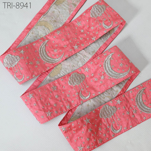 9 Yard Embroidery Silver Stars Ribbon Fabric Trim 8cm Embroidered Crafting Border Indian Tote Bag Theatrical Costumes Holiday Ornaments