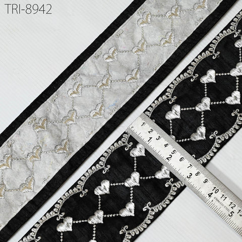 9 Yard Black Embroidery Ribbons 8cm Trims Embroidered Border Sewing Victorian Theatrical Costume Crafting Christmas Holidays Ornaments Decor