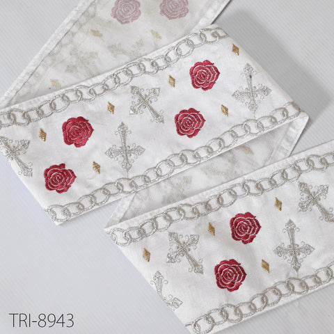 9 Yard White Embroidery Ribbon 12cm Trims Embellishment Embroidered Saree Border Costumes Crafting Sewing Beach Bag Tote Holidays Decor