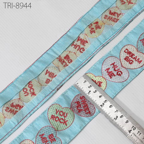 9 Yard Turquoise Embroidery 5cm Ribbon for Kids Crafting Sewing Costumes Dog Collar Tote Bags, Lampshades, Holidays Decor Indian Embroidered