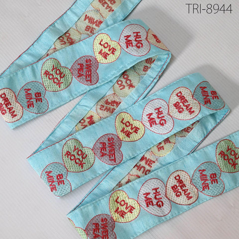 9 Yard Turquoise Embroidery 5cm Ribbon for Kids Crafting Sewing Costumes Dog Collar Tote Bags, Lampshades, Holidays Decor Indian Embroidered