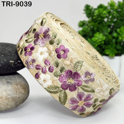 9 Yard Indian Embroidery Fabric 5cm Trim Embellishments DIY Crafting Sewing Saree Indian Sari Border Embroidered Ribbons Decorative Tapes