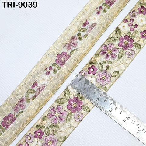 9 Yard Indian Embroidery Fabric 5cm Trim Embellishments DIY Crafting Sewing Saree Indian Sari Border Embroidered Ribbons Decorative Tapes
