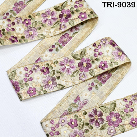 9 Yard Indian Embroidery Fabric 5cm Trim Embellishments DIY Crafting Sewing Saree Indian Sari Border Embroidered Ribbons Decorative Tapes