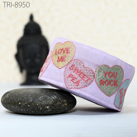 9 Yard Lavender Embroidery 5cm Ribbon for Kids Crafting Sewing Costumes Dog Collar Tote Bags, Lampshades, Holidays Decor Indian Embroidered