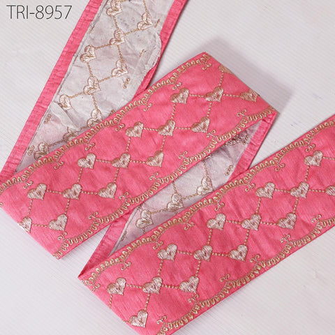 9 Yard Coral Red Embroidery Ribbons 8cm Trims Embroidered Border Sewing Medieval Theatrical Costumes Crafting Christmas Holidays Ornaments