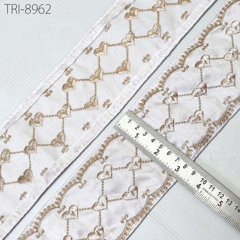 9 Yard White Embroidery Ribbon 8cm Fabric Trim Embroidered Border DIY Crafting Sewing Indian Tote Bags Theatrical Costumes Holiday Ornaments