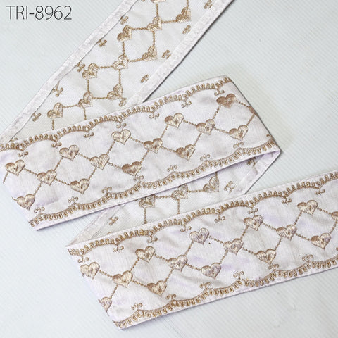 9 Yard White Embroidery Ribbon 8cm Fabric Trim Embroidered Border DIY Crafting Sewing Indian Tote Bags Theatrical Costumes Holiday Ornaments