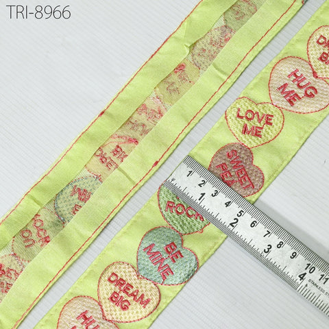 9 Yard Lime Embroidery 5cm Ribbon Indian Sari Border Embroidered Disney Princess DIY Crafting Sewing Dog Collar Tote Bags Holidays Decor