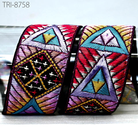 9 Yard Indian 5cm Trim Decor Sari Border DIY Crafting Ribbon Sewing Fabric Embroidered Dog Collar Beach Bags Lampshades, Holidays Home Decor