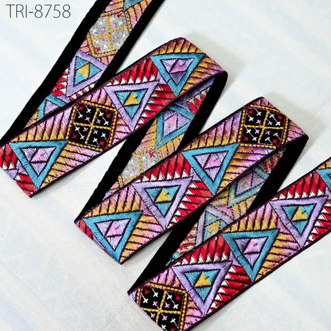 9 Yard Indian 5cm Trim Decor Sari Border DIY Crafting Ribbon Sewing Fabric Embroidered Dog Collar Beach Bags Lampshades, Holidays Home Decor