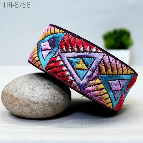 9 Yard Indian 5cm Trim Decor Sari Border DIY Crafting Ribbon Sewing Fabric Embroidered Dog Collar Beach Bags Lampshades, Holidays Home Decor