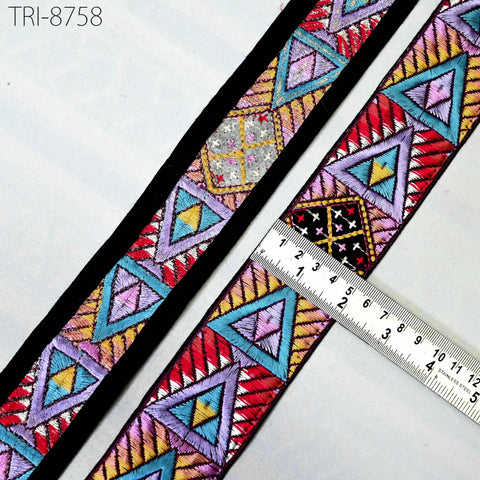9 Yard Indian 5cm Trim Decor Sari Border DIY Crafting Ribbon Sewing Fabric Embroidered Dog Collar Beach Bags Lampshades, Holidays Home Decor