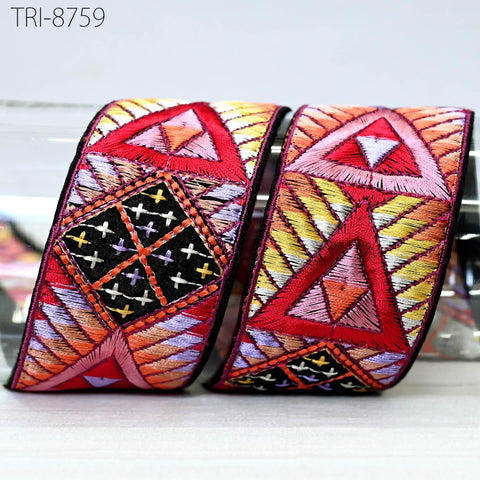 9 Yard Indian 5cm Trim Decor Sari Border DIY Crafting Ribbon Sewing Embroidered Dog Collar Tote Bags, Hair Accessories, Holidays Home Decor
