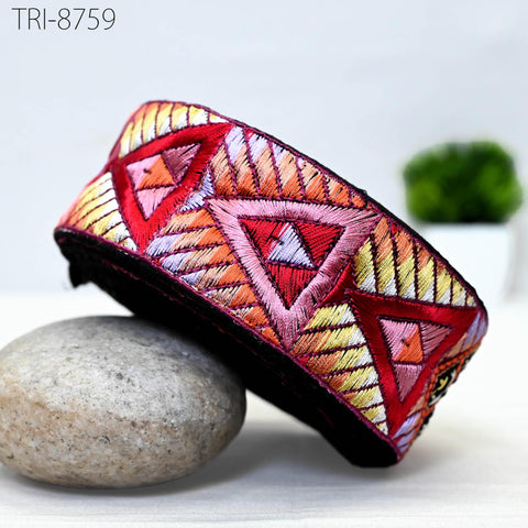 9 Yard Indian 5cm Trim Decor Sari Border DIY Crafting Ribbon Sewing Embroidered Dog Collar Tote Bags, Hair Accessories, Holidays Home Decor