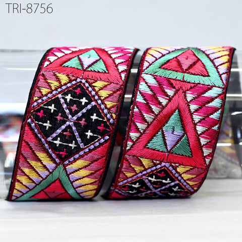 9 Yard Indian 5cm Trim Decor Sari Border DIY Crafting Ribbon Sewing Fabric Embroidered Dog Collar Tote Bags, Lampshades, Holidays Home Decor