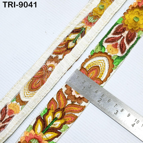 9 Yard Embroidery 4cm Trims Ribbon Embellishment Embroidered Fabric Saree Wall Hanging Border Crafting Sewing Beach Bag Tote Holidays Decor
