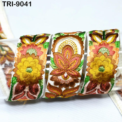 9 Yard Embroidery 4cm Trims Ribbon Embellishment Embroidered Fabric Saree Wall Hanging Border Crafting Sewing Beach Bag Tote Holidays Decor