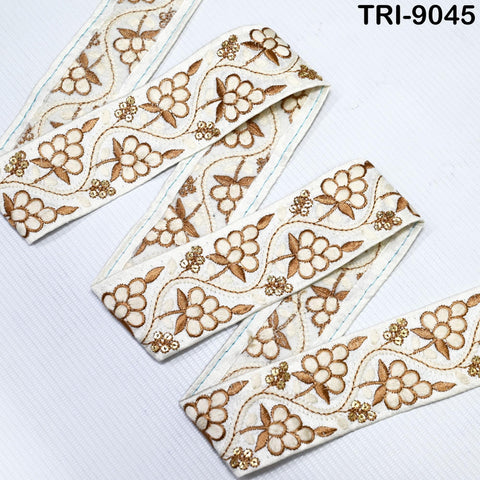9 Yard Embroidery Ivory 38mm Border Indian Embroidered Fabric Trim Gift Wrapping Saree Ribbon Christmas Decoration Embellishment Trimming