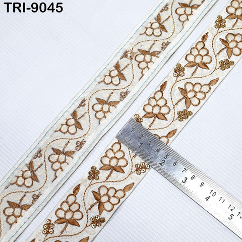9 Yard Embroidery Ivory 38mm Border Indian Embroidered Fabric Trim Gift Wrapping Saree Ribbon Christmas Decoration Embellishment Trimming