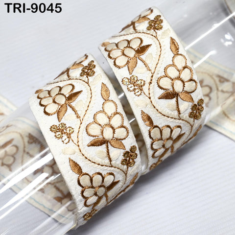 9 Yard Embroidery Ivory 38mm Border Indian Embroidered Fabric Trim Gift Wrapping Saree Ribbon Christmas Decoration Embellishment Trimming