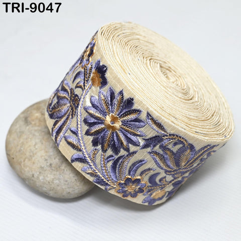 9 Yard 65mm Embroidery Trim Indian Embellishments Hats Bag Saree Trimming Embroidered Ribbon Crafting Sewing Sari Borders Home Decor Drapery