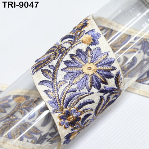 9 Yard 65mm Embroidery Trim Indian Embellishments Hats Bag Saree Trimming Embroidered Ribbon Crafting Sewing Sari Borders Home Decor Drapery