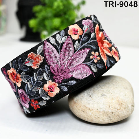 9 Yard Indian 6cm Embroidered Ribbon Embroidery Fabric Trim Decor Sari Border Trimmings Sewing Dress Laces Craft Beach Bags Belts Home Decor