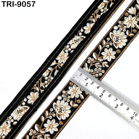 9 Yard Embroidery 40mm Ribbons Trim Black Embellishment Embroidered Fabric Saree Border Theatrical Costumes Crafting Sewing Holidays Decor