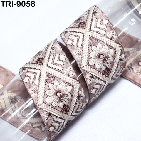 9 Yard Dusty Pink Embroidered Saree Ribbon Embroidery 5 CM Trim Sari Border Embellishments Crafting Costumes Curtains Dog Collar Tote Bags