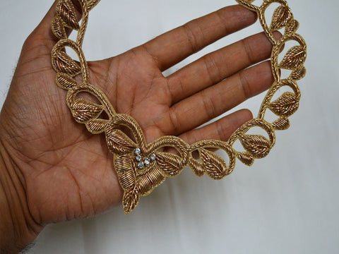 Gold Neck Patches with Sleeves, Neckline designs, Handcrafted Neckline, Wholesale Appliques, Bridal Appliques, Sequins Appliques