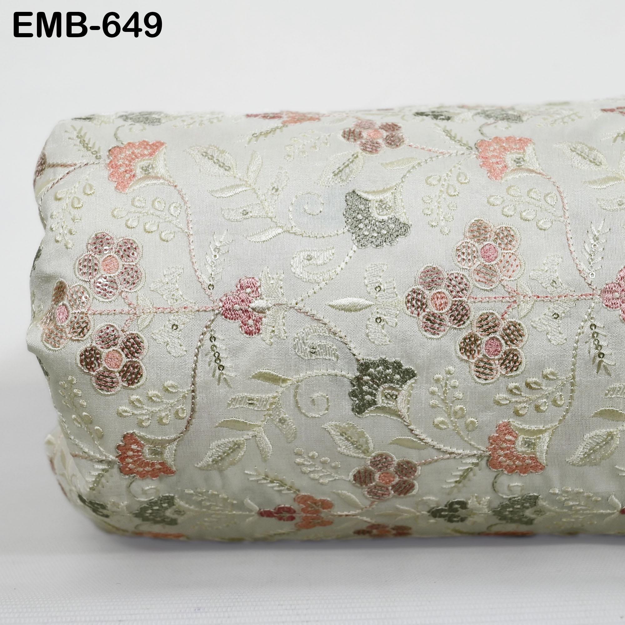 Ivory Embroidered Fabric by the yard Sewing DIY Crafting Embroidery We ...