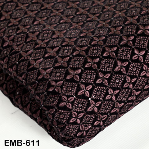 Wine Indian Embroidered Velvet Fabric by the yard Sewing DIY Crafting Wedding Shift Dresses Theatrical Costumes Longline Jackets Waistcoats