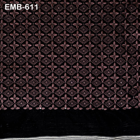 Wine Indian Embroidered Velvet Fabric by the yard Sewing DIY Crafting Wedding Shift Dresses Theatrical Costumes Longline Jackets Waistcoats