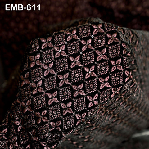 Wine Indian Embroidered Velvet Fabric by the yard Sewing DIY Crafting Wedding Shift Dresses Theatrical Costumes Longline Jackets Waistcoats