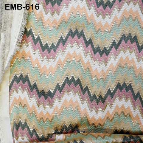 Multicolor Wedding Dress Material Embroidered Fabric by the yard Sewing DIY Crafting Indian Embroidery Victorian Costumes Dolls Waistcoats