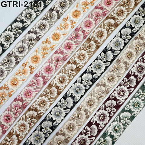 9 Yard Embroidery 3cm Ribbons Fabric Trim Indian Embroidered DIY Crafting Border Sewing Beach Tote Bag Shoe Making Costume Holiday Ornaments