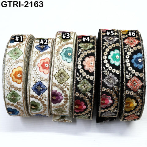 9 Yard Embroidery 3cm Ribbon Trim Fabric Indian Sari Border Crafting Sewing Guitar Belts Beach Bag Cushions Trimming Embellishments