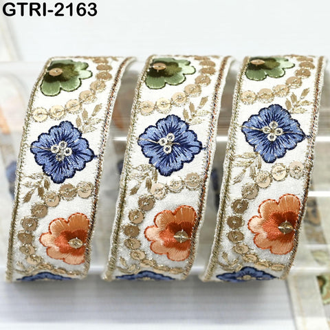 9 Yard Embroidery 3cm Ribbon Trim Fabric Indian Sari Border Crafting Sewing Guitar Belts Beach Bag Cushions Trimming Embellishments