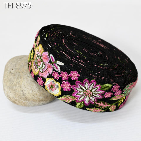 9 Yard Embroidery 5cm Ribbons Trims Tape Embellish Embroidered Saree Border Sewing Theatrical Costumes Crafting Wreaths Holidays Decorations