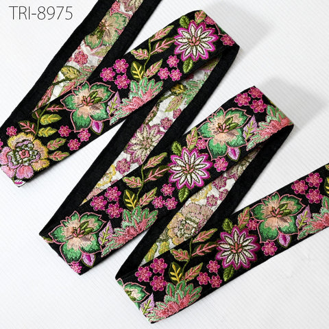 9 Yard Embroidery 5cm Ribbons Trims Tape Embellish Embroidered Saree Border Sewing Theatrical Costumes Crafting Wreaths Holidays Decorations