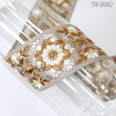 9 Yard Brown Embroidery 6cm Ribbon Crafting Sewing Costumes Dog Collar Tote Bags, Lampshades, Holidays Decor Indian Embroidered Tapes Laces