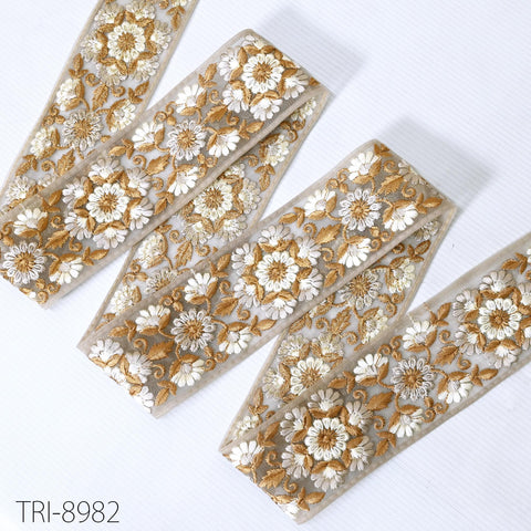 9 Yard Brown Embroidery 6cm Ribbon Crafting Sewing Costumes Dog Collar Tote Bags, Lampshades, Holidays Decor Indian Embroidered Tapes Laces