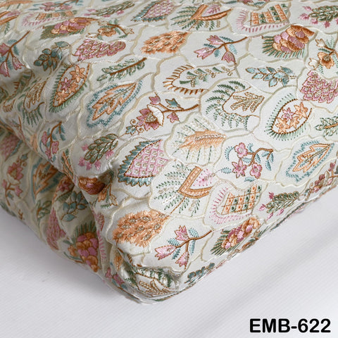 Ivory Embroidered Fabric by the yard Sewing DIY Crafting Embroidery Wedding Dress Costumes Dolls Bags Cushion Covers Table Runners Blouses